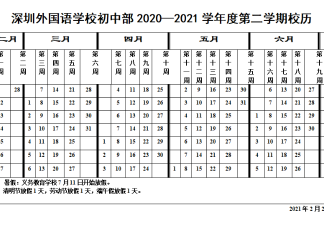 初中部2020—2021學(xué)年(nián)度第二學(xué)期校曆